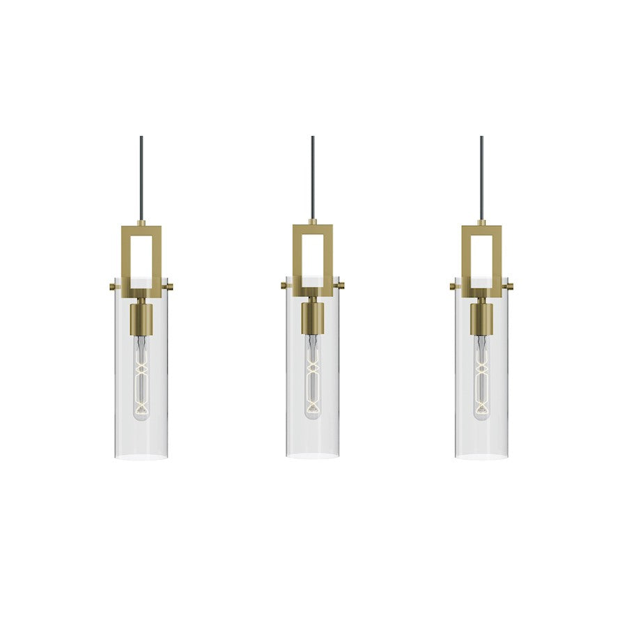 AFX Lighting Houston 3Lt Linear Pendant, Antique Brass/Clear - HOUP04MBLBLNR3