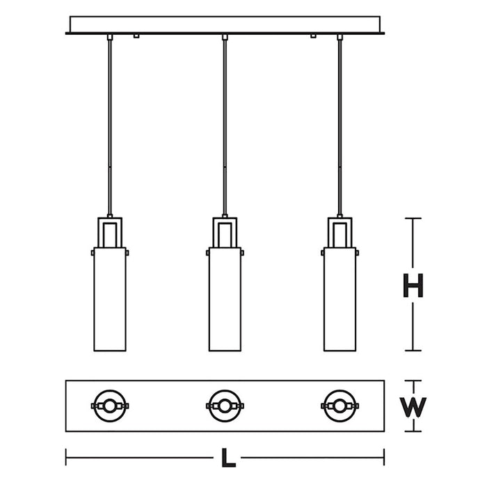 AFX Lighting Houston 3Lt Linear Pendant, Antique Brass/Clear