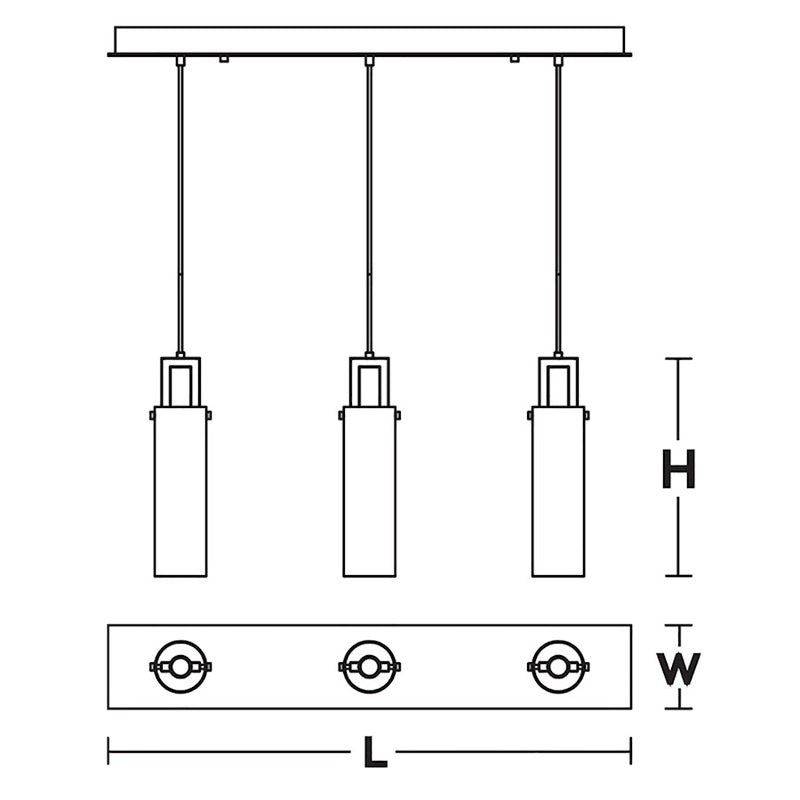 AFX Lighting Houston 3 Light Linear Pendant, Satin Nickel/Clear