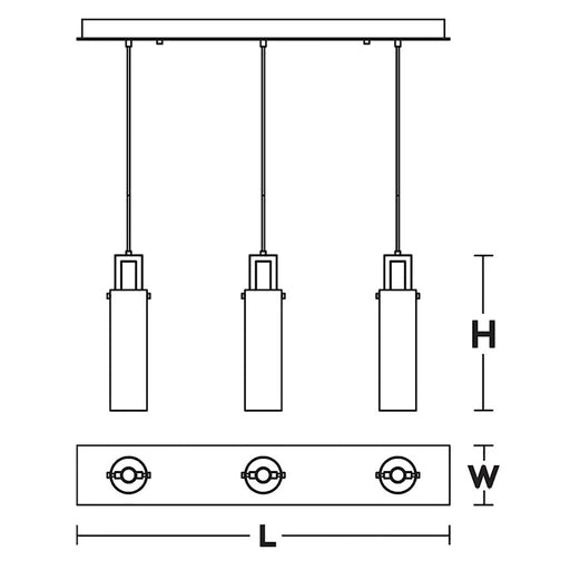 AFX Lighting Houston 3 Light Linear Pendant, Satin Nickel/Clear
