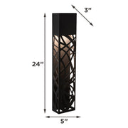 AFX Inez 24in LED Outdoor Wall Sconce | Modern Black Aluminum Die-Cut | Patio & Entryway | 300 Lumens, Wet Rated | Model INZW0524LAJUDBK