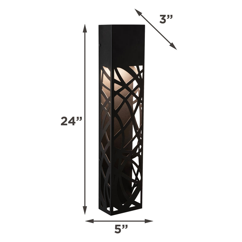 AFX Inez 24in LED Outdoor Wall Sconce | Modern Black Aluminum Die-Cut | Patio & Entryway | 300 Lumens, Wet Rated | Model INZW0524LAJUDBK