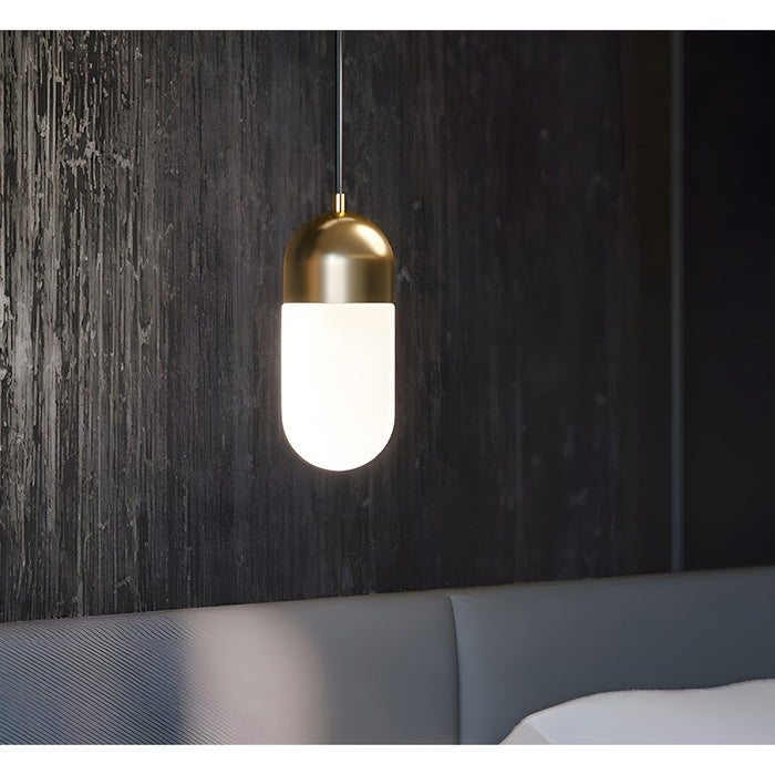 AFX Lighting Irvine 1 Light 5" LED Pendant, Brass/Frosted