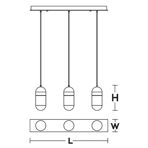 AFX Lighting Irvine 3Lt 45W Linear Pendant, Brass/Frosted