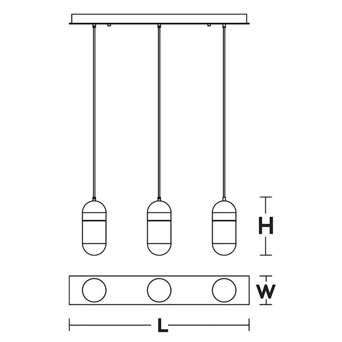 AFX Lighting Irvine 3Lt 45W Linear Pendant, Brass/Frosted