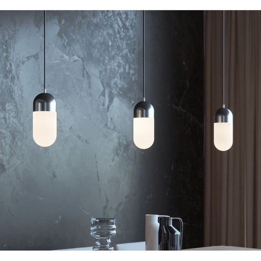 AFX Lighting Irvine 1 Light 5" LED Pendant, Satin Nickel/Frosted