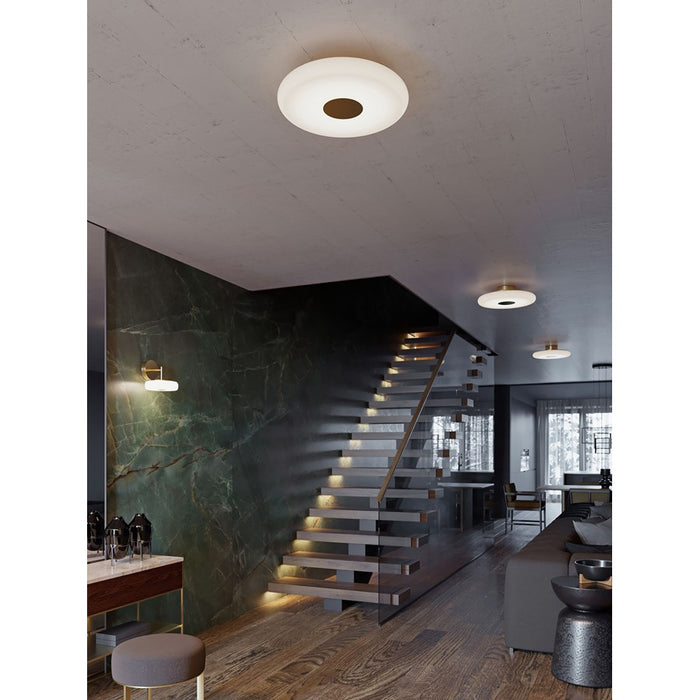 AFX Lighting June 1 Light 18" Flush Mount, Brass/White