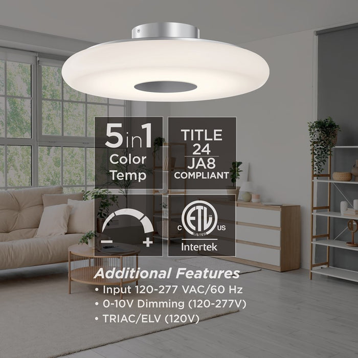 AFX Lighting June 1 Light 18" Flush Mount, Brass/White