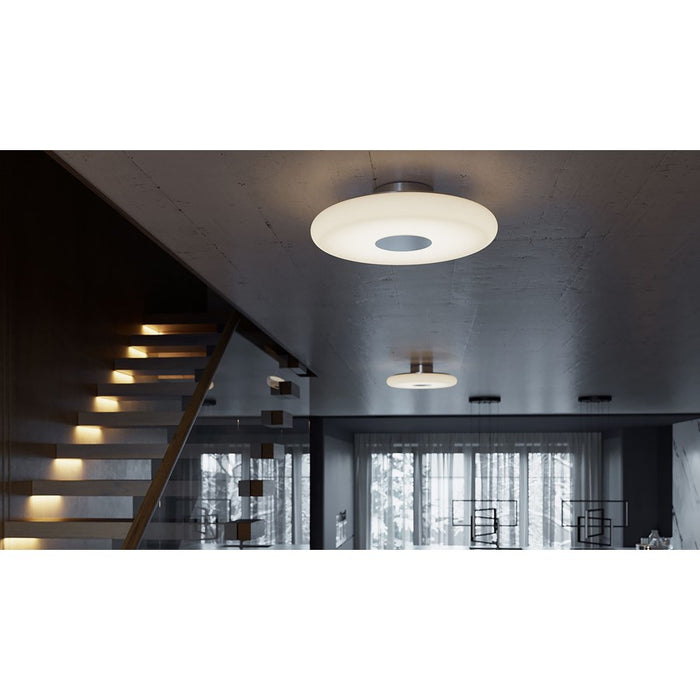 AFX Lighting June 1 Light 18" Flush Mount, Satin Nickel/White
