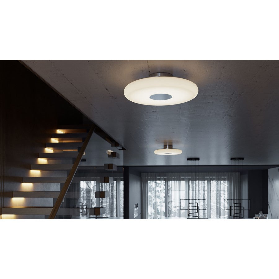 AFX Lighting June 1 Light 18" Flush Mount, Satin Nickel/White
