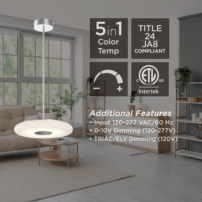 AFX Lighting June 1 Light 18" Pendant, Black/White