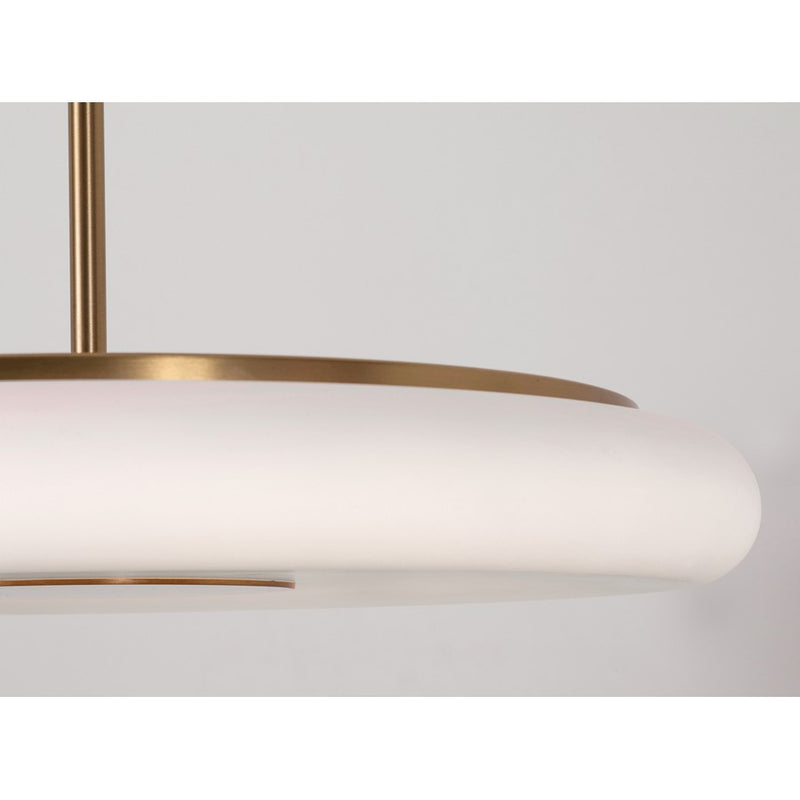 AFX Lighting June 1 Light 18" Pendant, Light Antique Brass/White