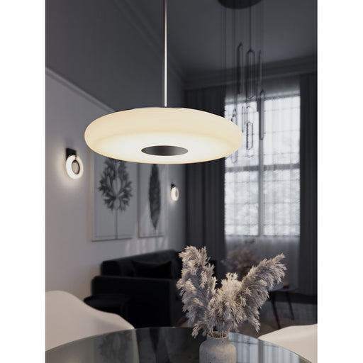 AFX Lighting June 1 Light 18" Pendant, Satin Nickel/White