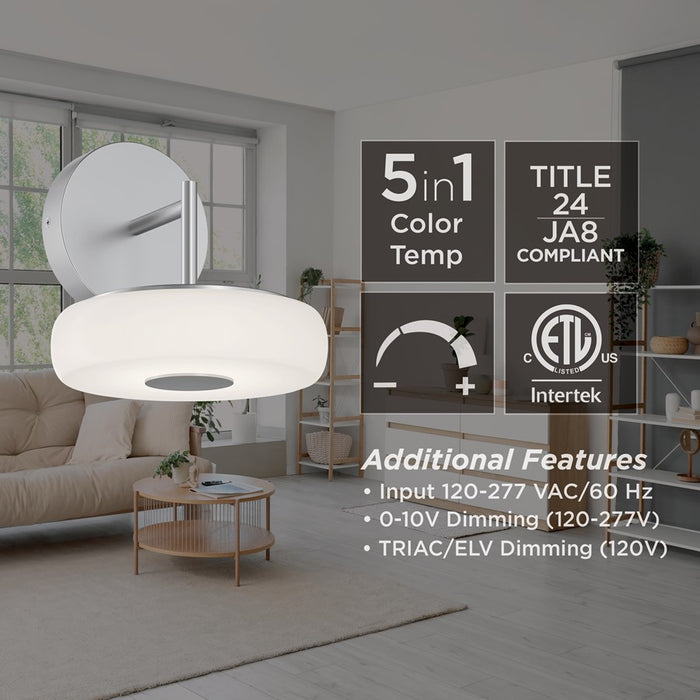 AFX Lighting June 1 Light 8" Wall Sconce, Brass/White