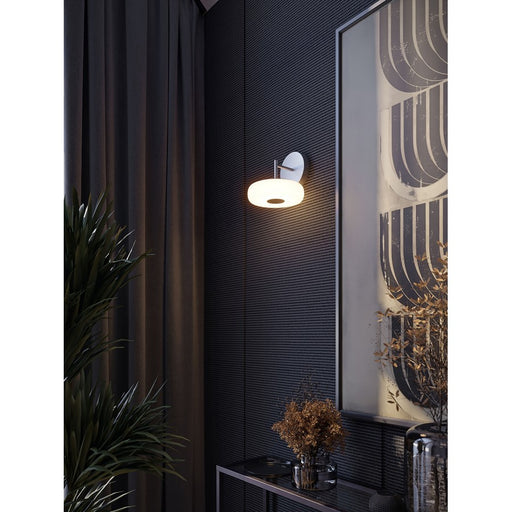 AFX Lighting June 1 Light 8" Wall Sconce, Satin Nickel/White