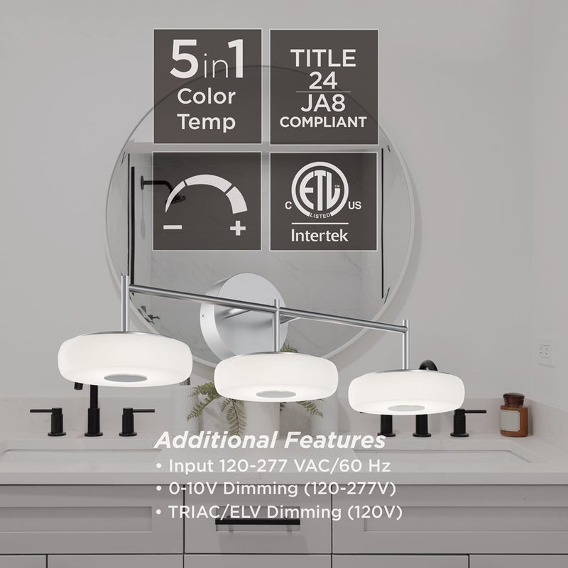 AFX Lighting June 1 Light 30" Vanity Light, Black/White