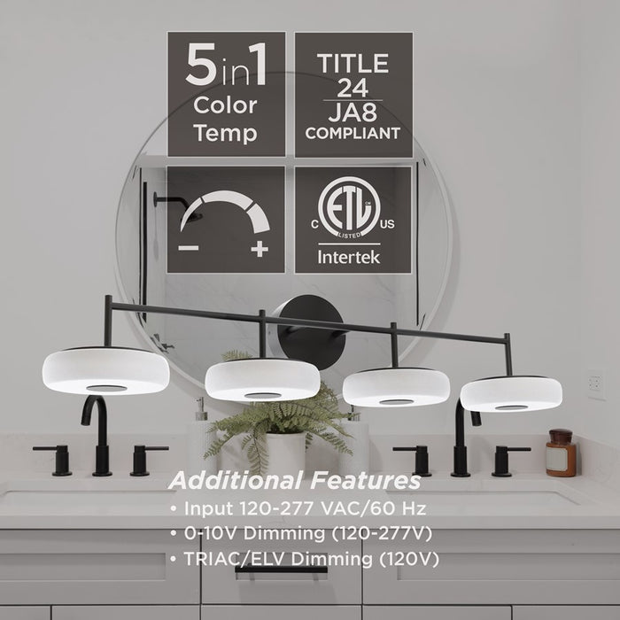 AFX Lighting June 4 Light Vanity Light, Black/White