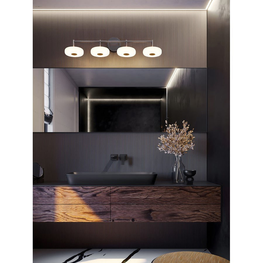 AFX Lighting June 4 Light Vanity Light, Satin Nickel/White