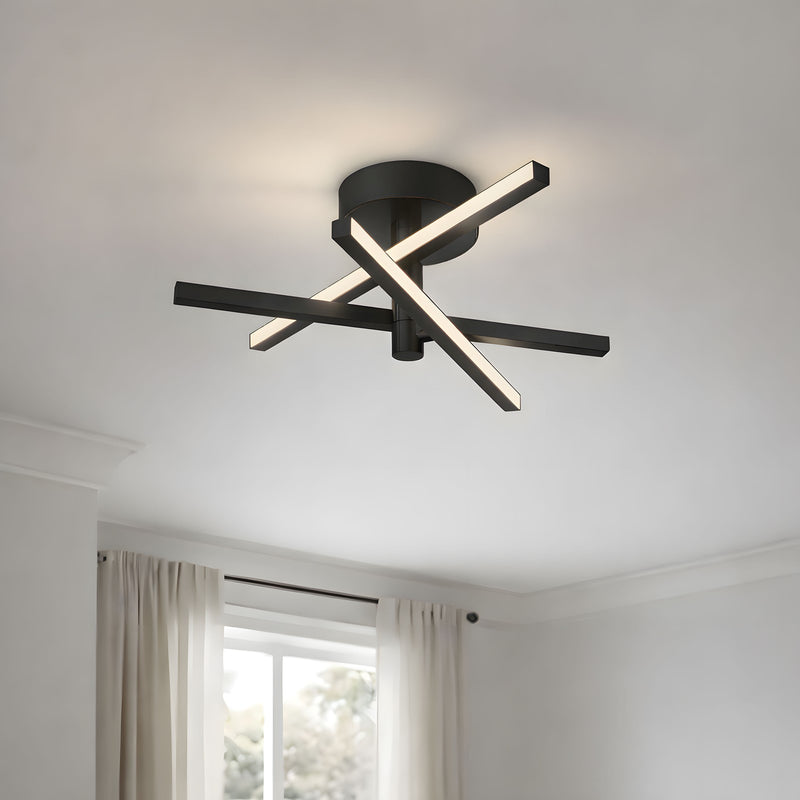 AFX Lighting Knoll 18'' 3Lt LED Flush Mount, Black/White