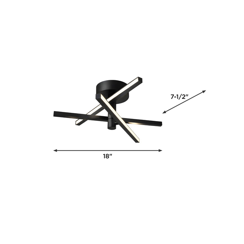 AFX Lighting Knoll 18'' 3Lt LED Flush Mount, Black/White