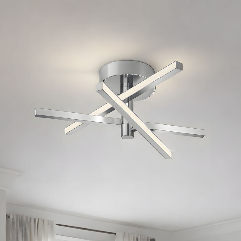 AFX Lighting Knoll 18'' 3Lt LED Flush Mount, Polished Chrome/Wht