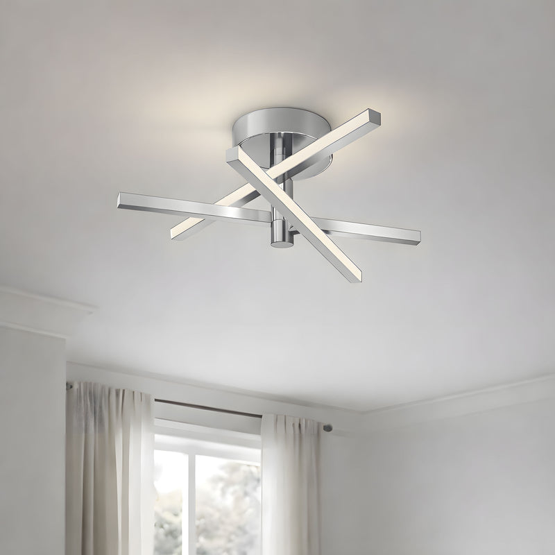 AFX Lighting Knoll 18'' 3Lt LED Flush Mount, Polished Chrome/Wht
