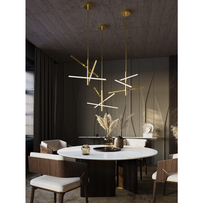 AFX Lighting Knoll 3 Light 24" Pendant, Antique Brass/White