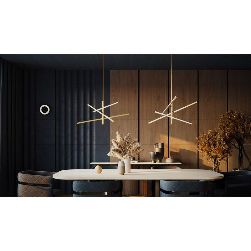 AFX Lighting Knoll 3 Light 36" Pendant, Antique Brass/White