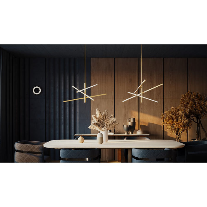 AFX Lighting Knoll 3 Light 36" Pendant, Antique Brass/White