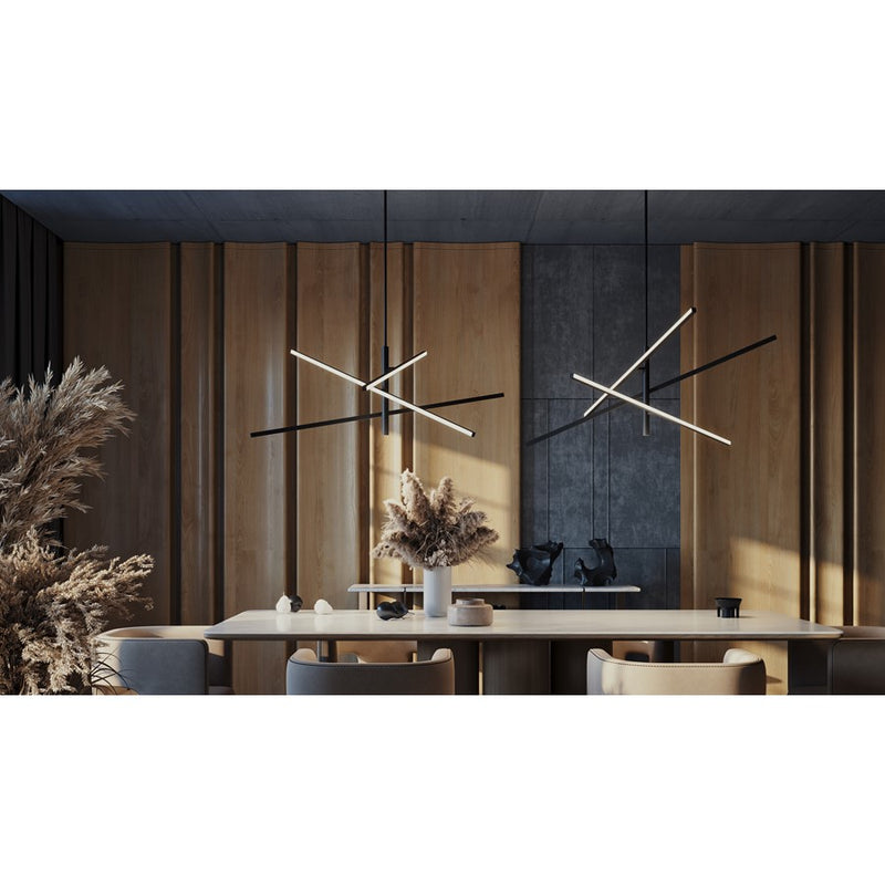 AFX Lighting Knoll 3 Light 48" Pendant, Black/White