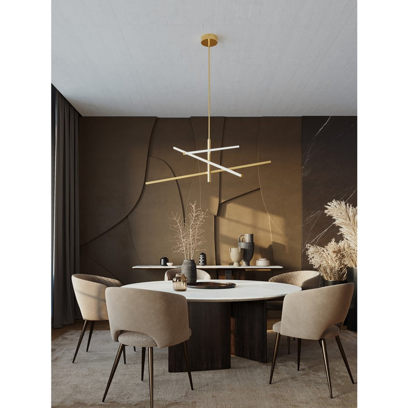 AFX Lighting Knoll 3 Light 48" Pendant, Antique Brass/White