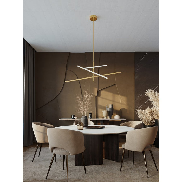 AFX Lighting Knoll 3 Light 48" Pendant, Antique Brass/White
