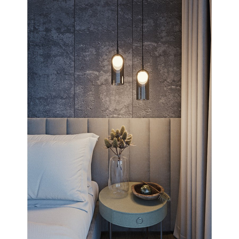 AFX Lighting Kiran 1LT LED 8" Pendant, Brass/3000K, 120V/Smoke