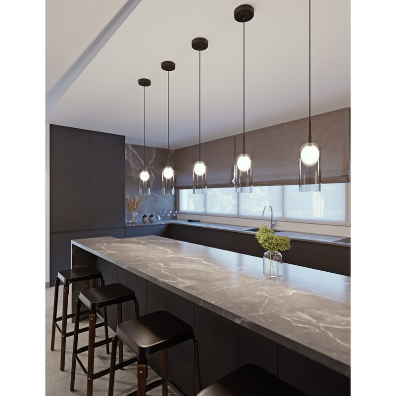 AFX Lighting Kiran 1LT LED 8" Pendant, Brass/3000K, 120V/Smoke