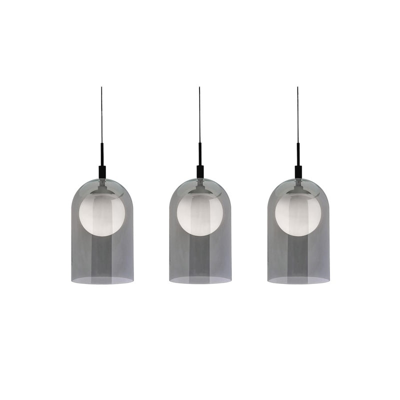 AFX Lighting Kiran 3 Light Linear Pendant, Black/Smoke - KRNP08L30D1BKLNR3