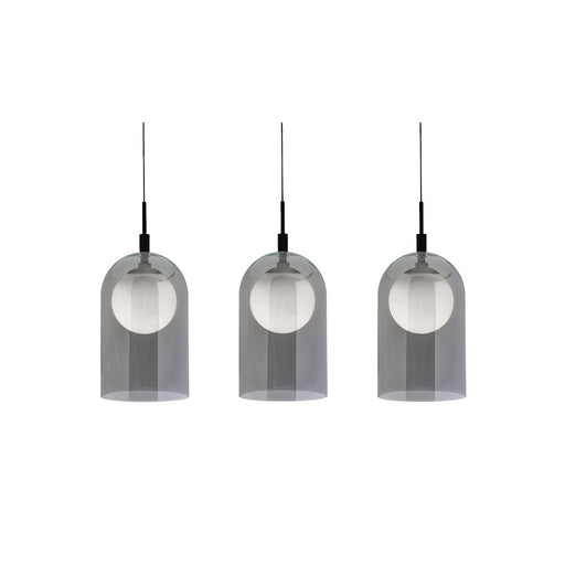 AFX Lighting Kiran 3 Light Linear Pendant, Black/Smoke - KRNP08L30D1BKLNR3