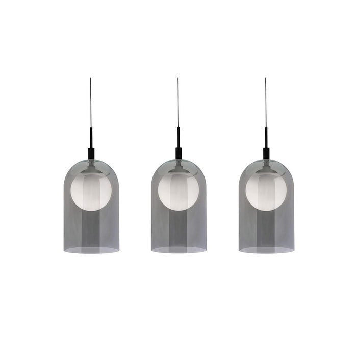 AFX Lighting Kiran 3 Light Linear Pendant, Black/Smoke - KRNP08L30D1BKLNR3