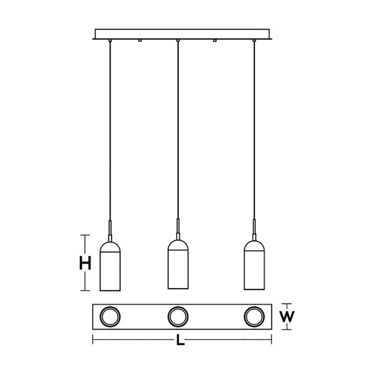 AFX Lighting Kiran 3 Light Linear Pendant, Black/Smoke