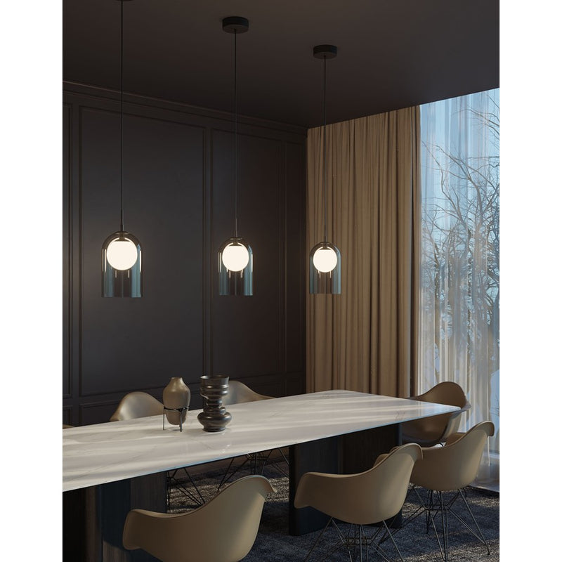 AFX Lighting Kiran 3 Light Round Pendant, Black/Smoke