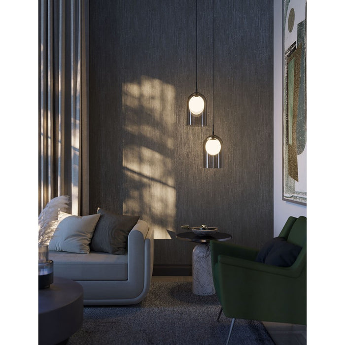 AFX Lighting Kiran 3 Light Round Pendant, Black/Smoke