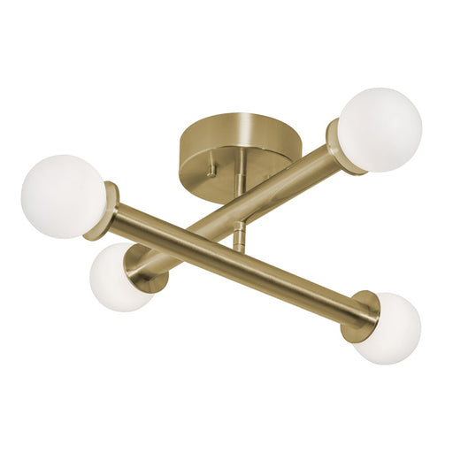 AFX Lighting Lane 4 Light Flush Mount, Antique Brass/White - LANF20LAJUDLB