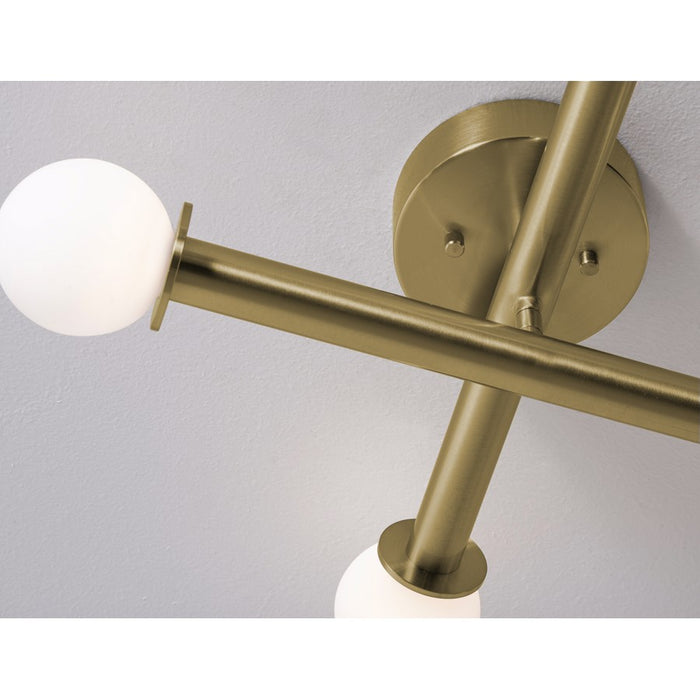 AFX Lighting Lane 4 Light Flush Mount, Antique Brass/White