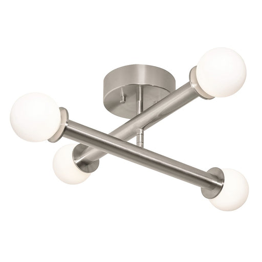 AFX Lighting Lane 4 Light Flush Mount, Satin Nickel/White