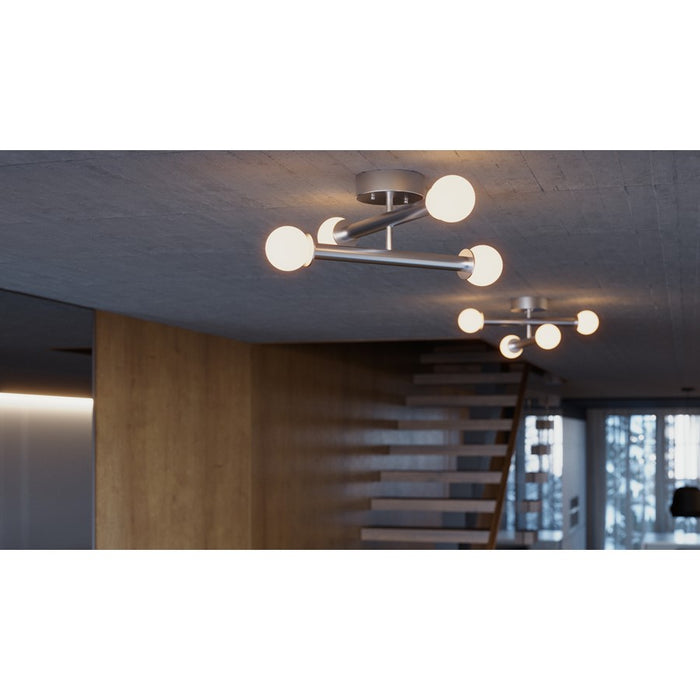 AFX Lighting Lane 4 Light Flush Mount, Satin Nickel/White