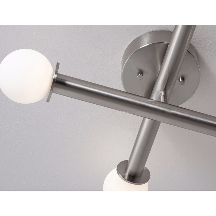 AFX Lighting Lane 4 Light Flush Mount, Satin Nickel/White