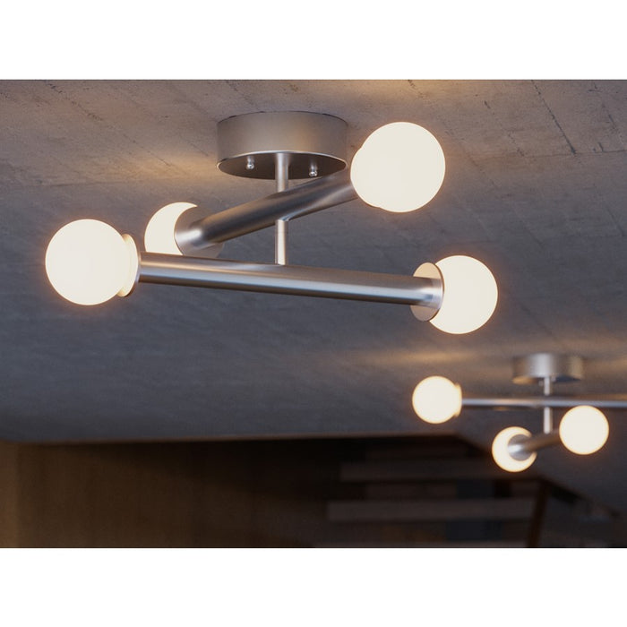 AFX Lighting Lane 4 Light Flush Mount, Satin Nickel/White