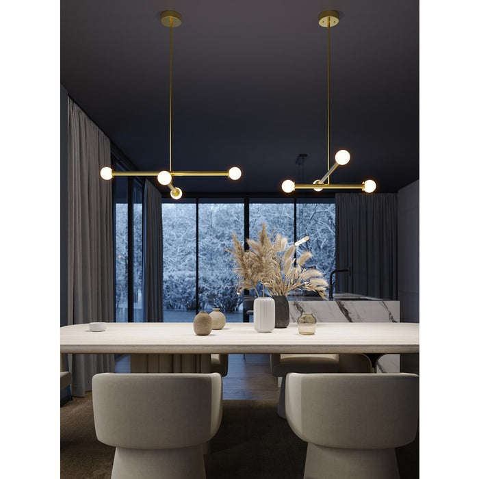 AFX Lighting Lane 4 Light Pendant, Light Antique Brass/White