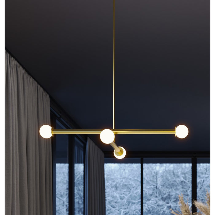 AFX Lighting Lane 4 Light Pendant, Light Antique Brass/White