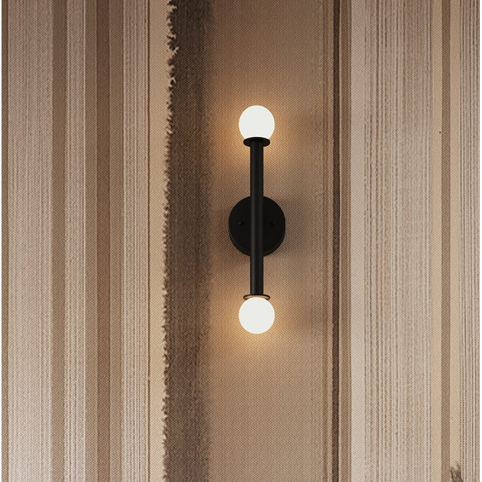 AFX Lighting Lane 2 Light Sconce, Black/White