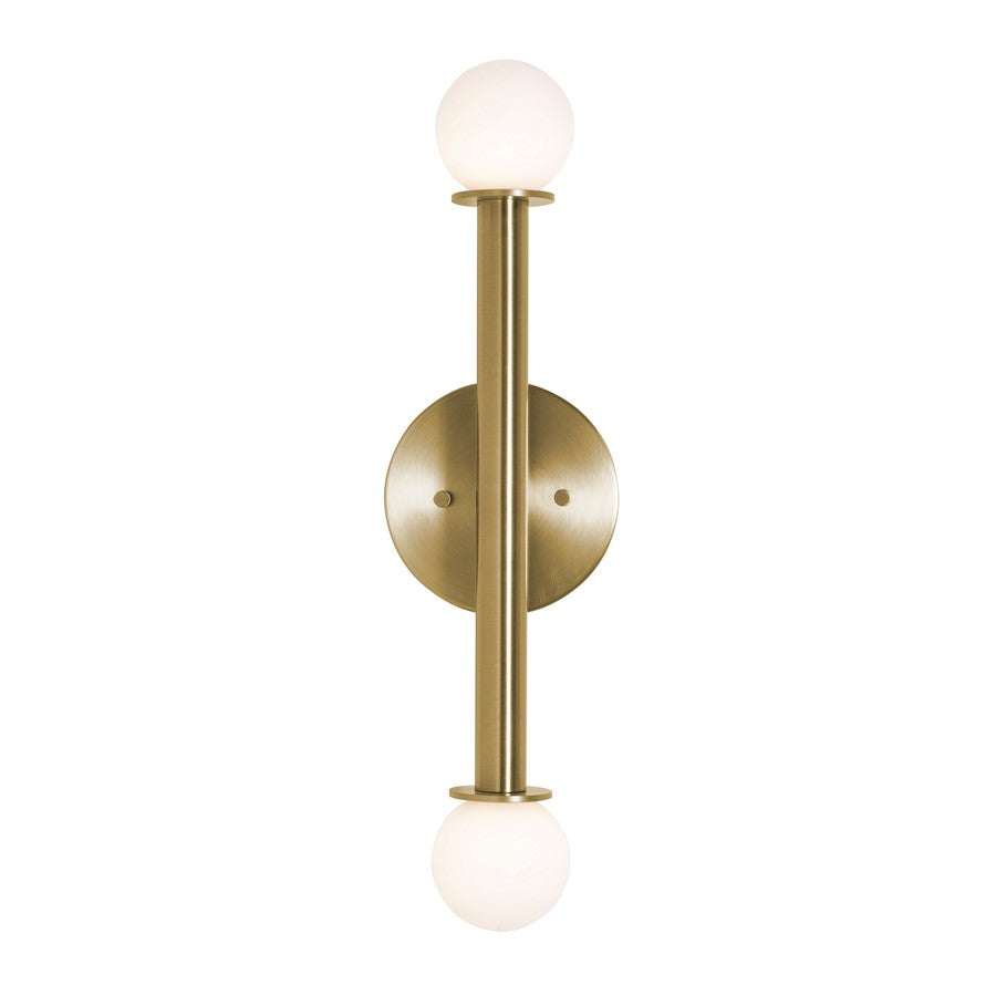 AFX Lighting Lane 2 Light Sconce, Light Antique Brass/White - LANS0620LAJUDLB